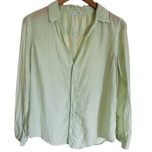 Free People x CP Shades Mint Green Button Up Shirt Women’s M Sheer Made in USA